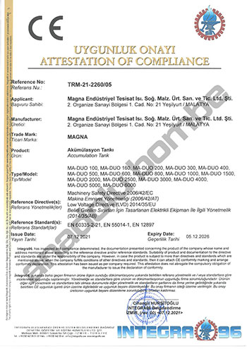  Accumulation Tank Ce Certificate